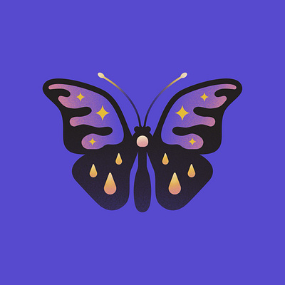 Transfromation Illustration art butterfly design digital illustration magic minimal pink purple stars surreal vector vibrant