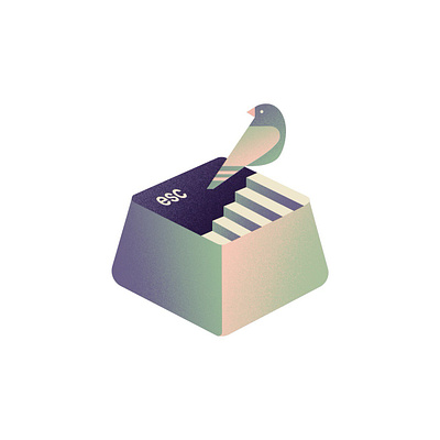 Escape Illustration art bird design digital editorial esc escape freedom gradient illustration key minimal pastel print stairs surreal vector