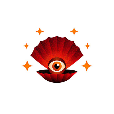 Eyester Illustration art design editorial eye geometric grain illustration minimal oyster print red retro shell stars surreal texture vector vibrant