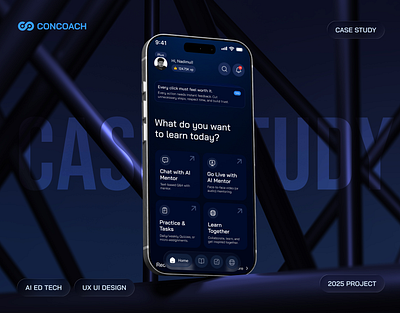 Concoach | AI EdTech Platform | MVP Case Study ai edtech ai edtech app ai human ai mentor ai platform ai teacher case study design chat mentor digital mentor edtech edtech app learning app live mentor mobile app taking mentor ui ux ui ux design ux ux design voice mentor