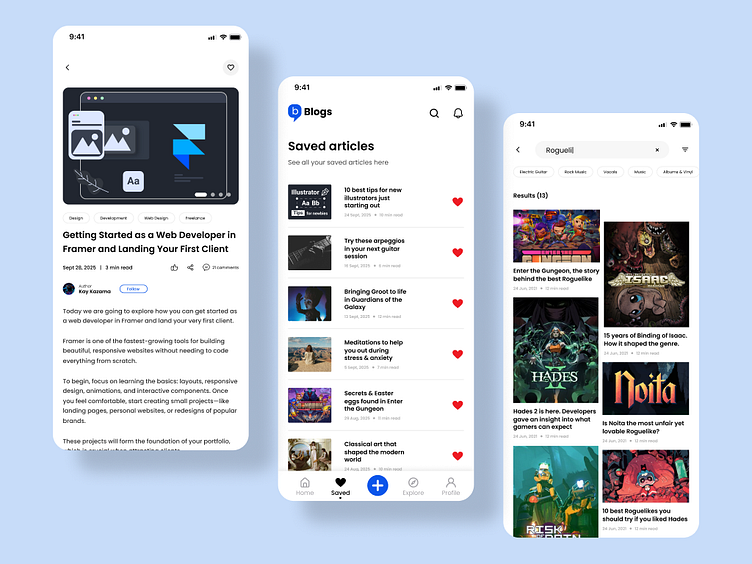 Blog App Concept — Clean & Modern UI by Kartik Sharma on Dribbble