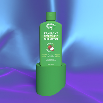 Lumina Shampoo — Fresh Green Variant 3d cosmetic visualization 3d product visualization adobe dimension mockup animation beauty product packaging branding and packaging cosmetic 3d mockup cosmetic bottle design cosmetic bottle rendering cosmetic packaging design cosmetic product rendering dimension mockup illustrator label design minimal packaging design modern label design packaging case study product branding concept product packaging concept shampoo bottle mockup shampoo packaging concept