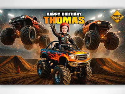 Custom Monster Truck Birthday Invitation custom invitation