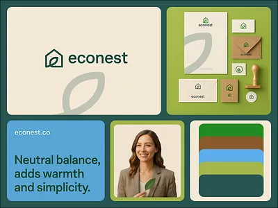 econest brand brand identity brand identity design branding color commercial design herosection illustration logo typography ui web