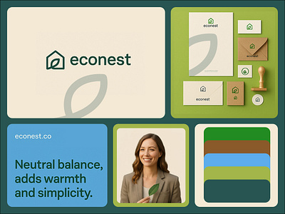 econest brand brand identity brand identity design branding color commercial design herosection illustration logo typography ui web
