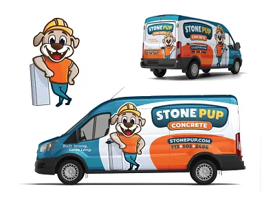 Mascot/Wrap - Concrete Company brand designer cartoon character cartoon mascot character concrete company wrap dog mascot garage door wrap home service branding hvac wrap mascot mascot designer plumbing wrap truck wrap truck wraps van wrap vehicle graphics vehicle wrap wrap wrap design wrap designer