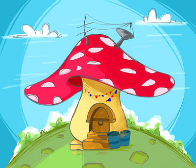 the magic mushroom house 🍄🍄 characterdesign design flatdesign illustraion illustration illustration drawing street illustration graphic design motion graphics