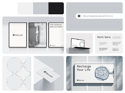 Recule - IV Therapy Healthcare Branding bento grids bentogrid brand guidelines brand identity brand strategy branding design graphic design healthcare iv therapy logo logo design logotype logotypedesign medical minimal nad science visual branding visual identity