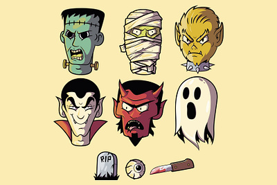 The Monsters branding character colors design funny graphic halloween holiday illustration kids monsters shirt vector