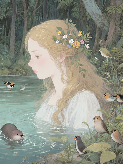 Ophelia in the Water app branding design graphic design illustration logo typography ui ux vector