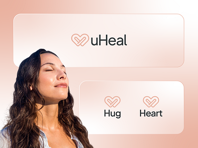 uHeal - Logo Design & Visual Identity abstractlogo branding brandmark heart hug logo mental wellbeing online psychologist psypsychology self connection startup tech company well being wellness