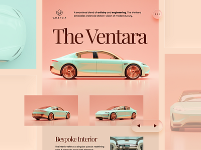 Valencia Ventara car ev gold hero homepage ios26 landing page liquid glass lux luxury pink playfair playfair display poppins rose gold tiffany valencia vehicle ventara
