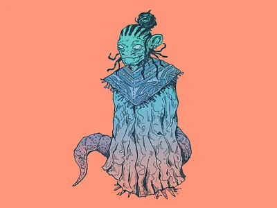 Weave - Inktober day 2 art cartoon character character design design drawing illustration inktober inktober 2025 monster reptile weave wise