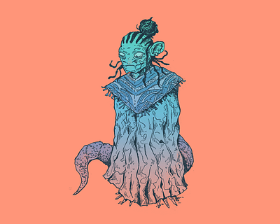 Weave - Inktober day 2 art cartoon character character design design drawing illustration inktober inktober 2025 monster reptile weave wise
