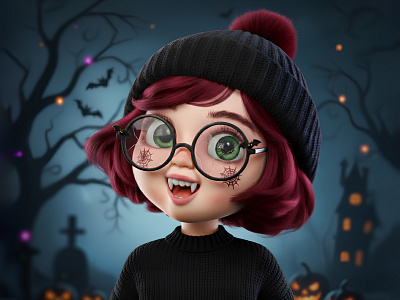 Cute Little Vampire 3d illustration 3dart animation character character design cute girl halloween spooky