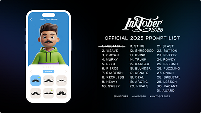 UX/ UI Inktober 01 challange character profile inktober mustache ui