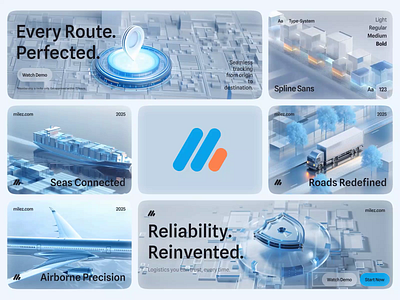 milez.com ~ Brand Design Assets 3d animation aviation brand branding cargo futuristic logistics motion graphics saas shipping supply chain transportation travel ui ui design visual identity web cards web design website