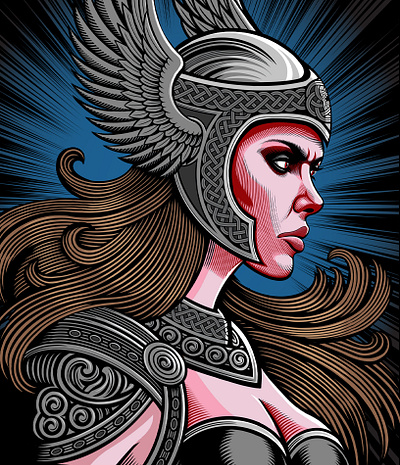 "Valkyrie" illustration for Witness Martial Arts apparel bjj celtic fantasy illustration illustrations jiujitsu mma nordic rash guard scandanavian valkyrie vector vector art viking woodcut