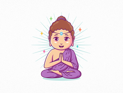 Meditate Mindfulness art chakra enlightenment friendly character graphic design happy inspire kid logo meditation mindfulness motivate relaxation vector wellness