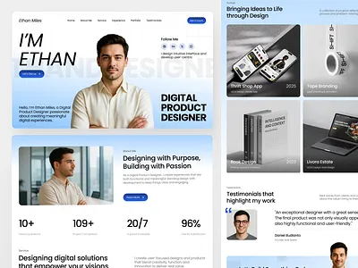 Ethan - Personal Portofolio Landing Page design designer freelance homepage landing page personal personal portofolio personal portofolio landing page personal portofolio website personal website portofolio portofolio landing page portofolio website product designer ui design uiux web web design website website design