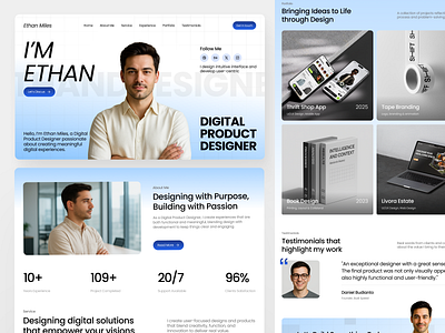 Ethan - Personal Portofolio Landing Page design designer freelance homepage landing page personal personal portofolio personal portofolio landing page personal portofolio website personal website portofolio portofolio landing page portofolio website product designer ui design uiux web web design website website design