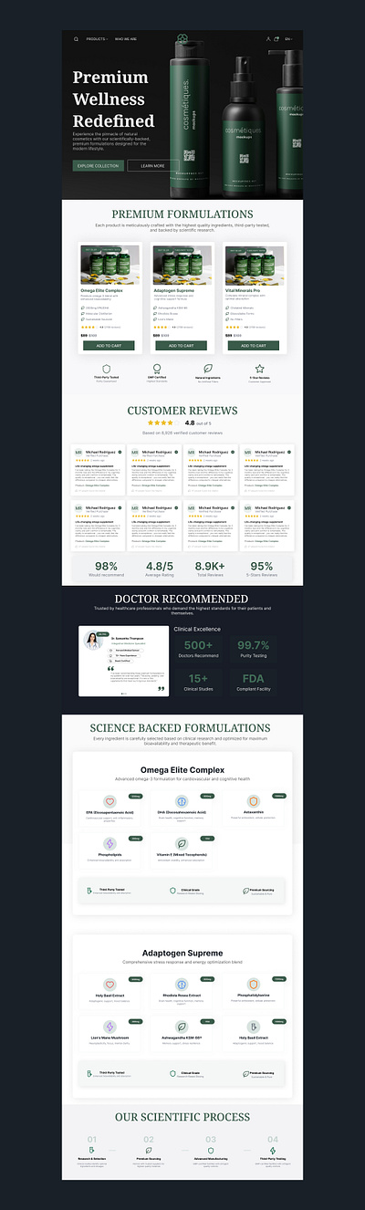 Premium wellness - Natural Supplements app branding design graphic design health illustration logo natural natural supplements supplements ui ux web design website design wellness