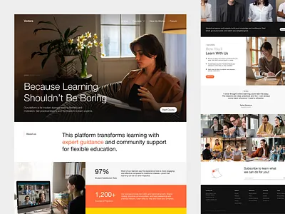 Vedara - E-Learning Website clean ui college course course website e learning education education platform landing page learning learning platform minimal design modern design online learning student platform ui design uiui user interface web design website website concept