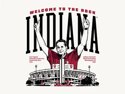Coach Cignetti, Indiana Hoosiers college football homefield hoosiers illustration indiana