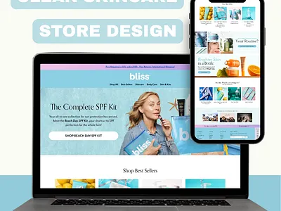 Bliss — Clean & Fun Skincare Bigcommerce Store Design bigcommerce bigcommerce development branding design ecommerce ecommerce development ecommerce store ecommerce store design ecommerce ui ecommerce website product page shopify shopify development shopify store stencil store design theme development