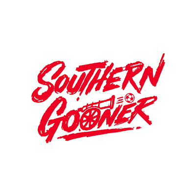 Hand Lettering Logo - Southern Gooners arsenal brand identity football logo graphic design graphic designer hand lettering illustration design lettering lettering art lettering logo logo logo design logotype minimal logo modern logo t shirt design tshirt design vector art visual identity