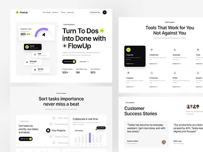 Flowup Task Management UI landing page people project project management saas saas ui saas website task task management todo web web design website website redesign