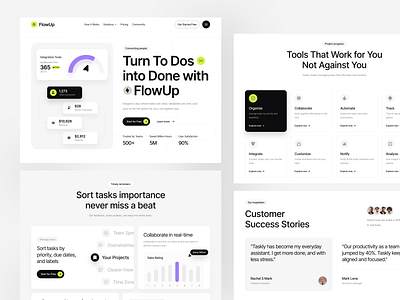 Flowup Task Management UI landing page people project project management saas saas ui saas website task task management todo web web design website website redesign