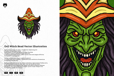 Evil Witch Head Vector illustration scaryart
