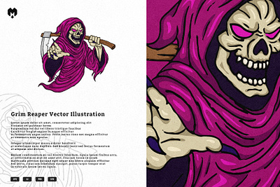 Grim Reaper Vector Illustration Skeleton Death Mascot Logo gothic