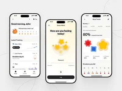 Playful Mood Tracking Design app design branding mental health app mood tracker ui