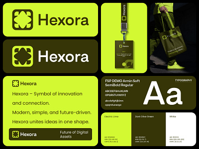 Hexora Logo Branding Design abstract logo ai logo app icon brand identity branding crypto logo design futuristic logo geometric logo hexora innovative logo logo logotype minimalist logo modern logo tech startup logo visual identity web3 logo