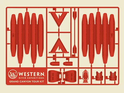 Western River Trip Kit design grand canyon illustration kit model logo model kit model plane kit outdoors rafting retro sprue vintage wilderness
