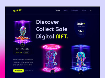 NFT Website Header Design branding creative header cryptoart cryptocurrency header design landing page marketplace nft nft header uidesign website design