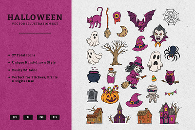 Halloween Illustration Icons – 27 Hand-Drawn Spooky Vectors creepyvector