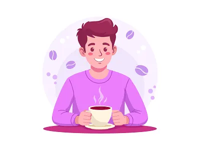 Morning Coffee Ritual & Productivity Boost - Versatile Vector Ar branding break time cafe character design coffee digital art energy flat illustration food and drink hospitality hot beverage illustration lifestyle modern morning routine productivity startup culture vector vector art work life balance