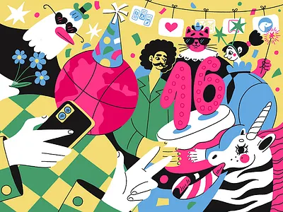 Dribbble’s Sweet 16 Illustration app branding design graphic design illustration logo typography ui ux vector