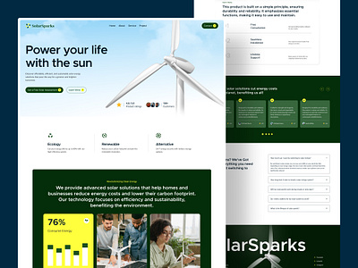 Solar Website UI UX Design branding design figma ismailnahid landing page minimal solar solar panel solar power solar turbine solar website turbine ui ui design ui ux design uiux web design website website design wind turbine