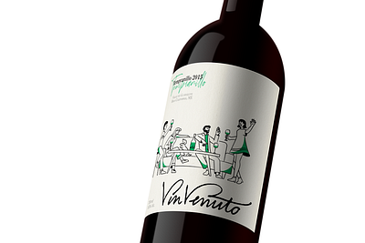 Vin Venuto - Label branding calligraphy design freinds good moments graphic design green illustration label letter logo tempranillo typography wine wine label