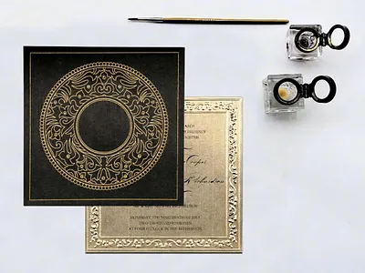 Black Wooly Screen Printed Wedding Card ganesha for wedding cards