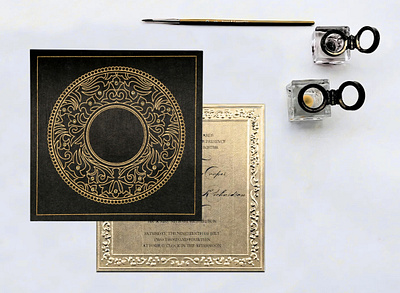 Black Wooly Screen Printed Wedding Card ganesha for wedding cards