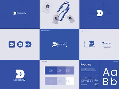 Dreamifly- Modern Travel & Visa Logo Design & Brand Identity branding monogram