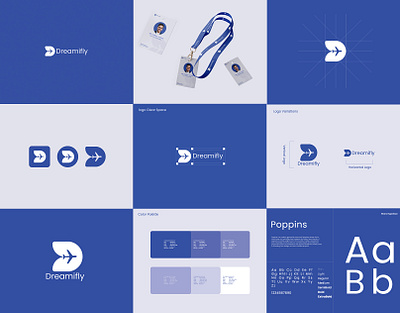 Dreamifly- Modern Travel & Visa Logo Design & Brand Identity branding monogram