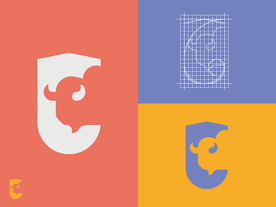 Bison Logo bison blue golden ratio graphic design logo minimalistic red yellow