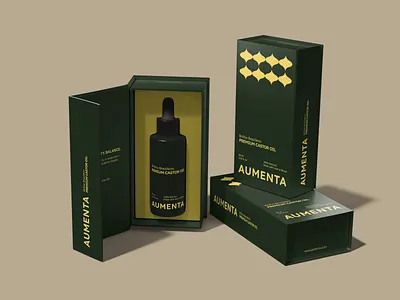 Aumenta | Castor oil packaging design bottle box brand identity branding care castor dropper face care hair care logo logo design natural oil packaging design woman