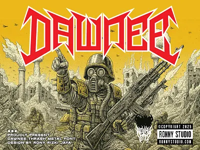 Dawnee – Thrash Metal Font custom metal logo typeface font